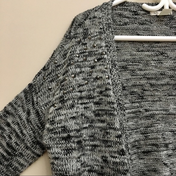 BELLE DU JOUR Heather Grey Open Front Long Knit Cardigan Women’s Small/Medium - Picture 3 of 5